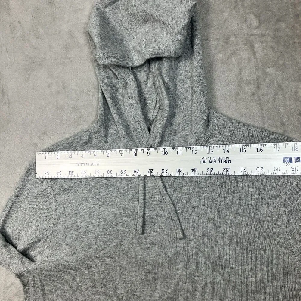 J Crew Cashmere Hoodie Mens L Gray Waffle Knit Minimalist Luxury Sweater BC474
